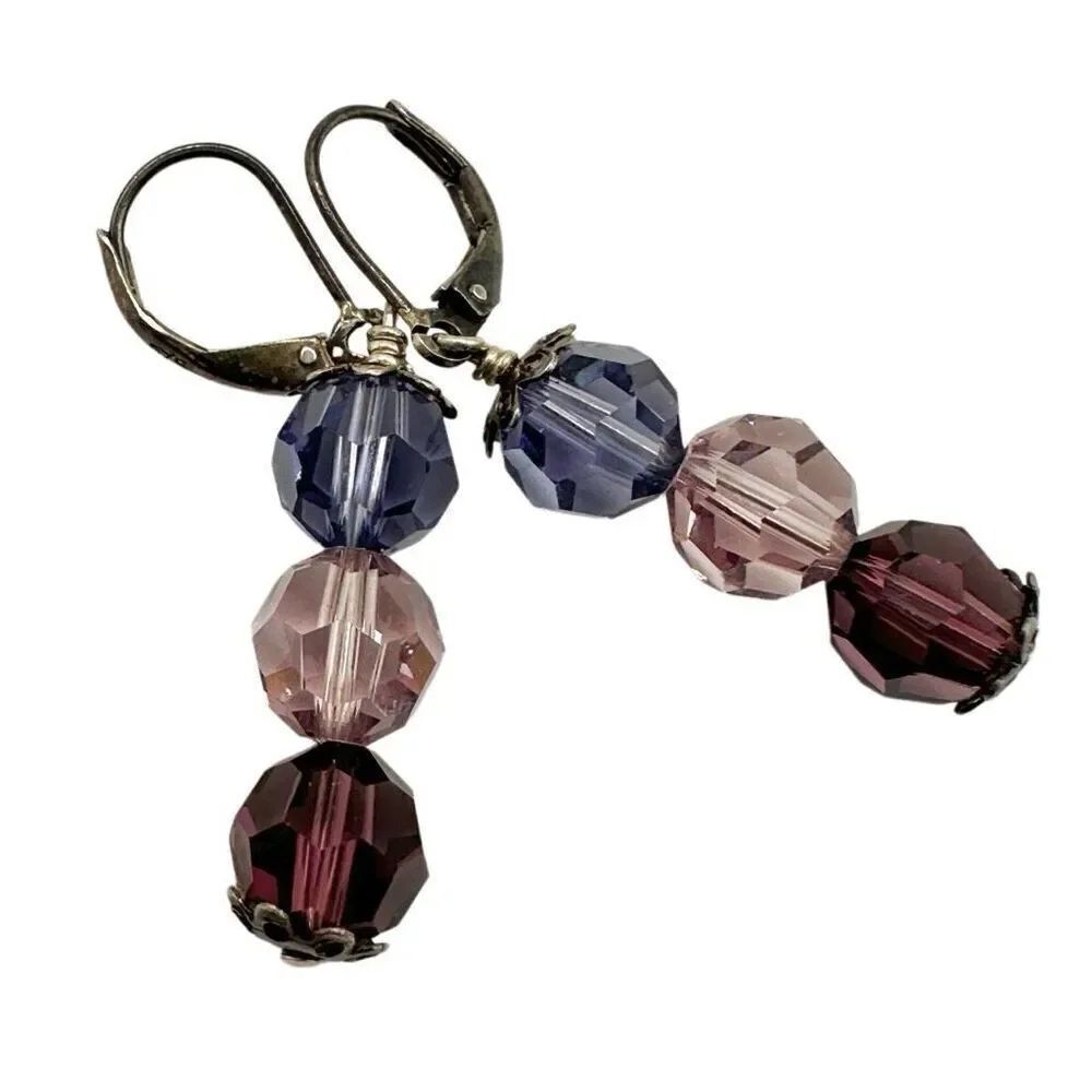 Sterling silver purple crystal earrings